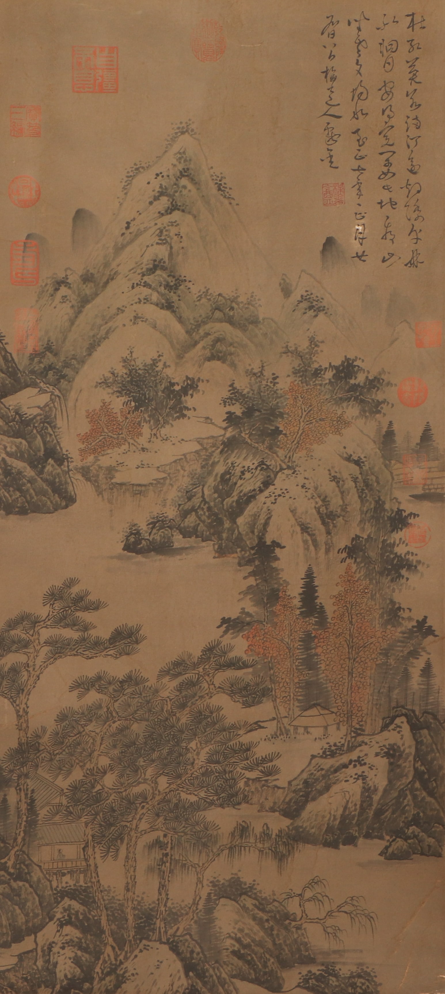 A CHINESE PAINTING OF MOUNTAINS
