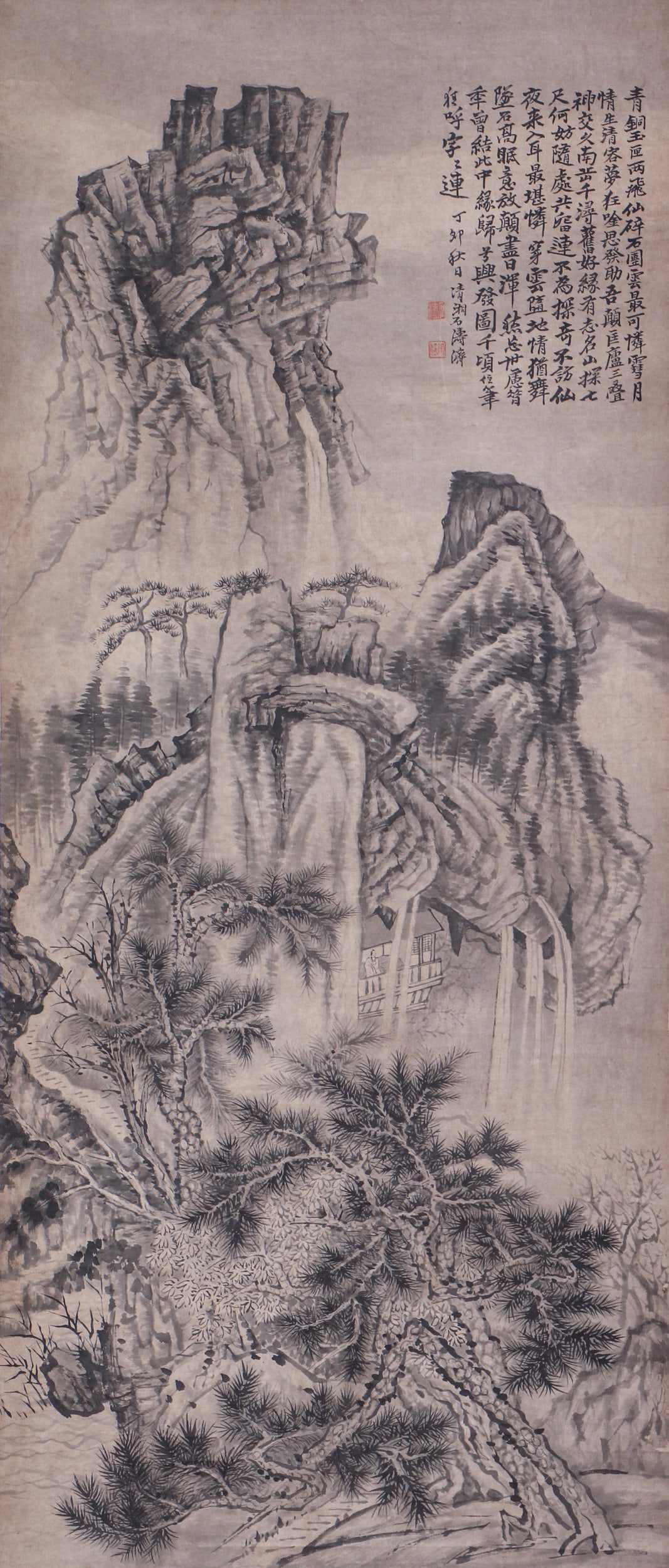 A CHINESE PAINTING OF MOUNTAINS