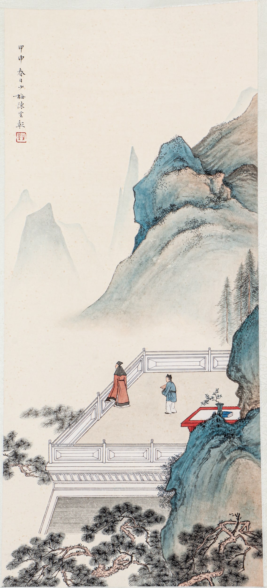 A CHINESE PAINTING OF OVERLOOKING