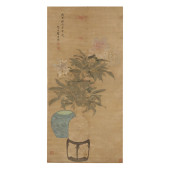 A CHINESE PAINTING OF PEONIES<
