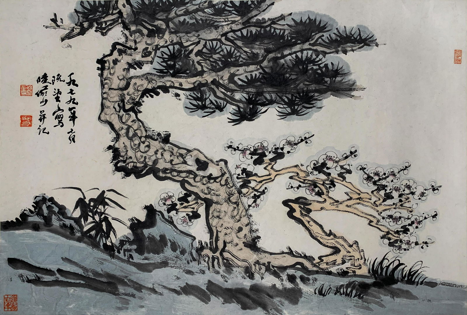 A CHINESE PAINTING OF PINE AND