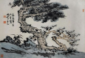 A CHINESE PAINTING OF PINE AND