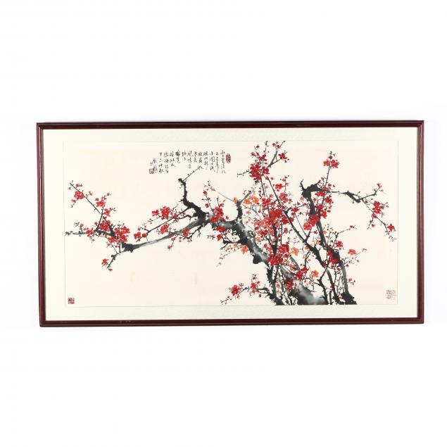 A CHINESE PAINTING OF PLUM BLOSSOMS