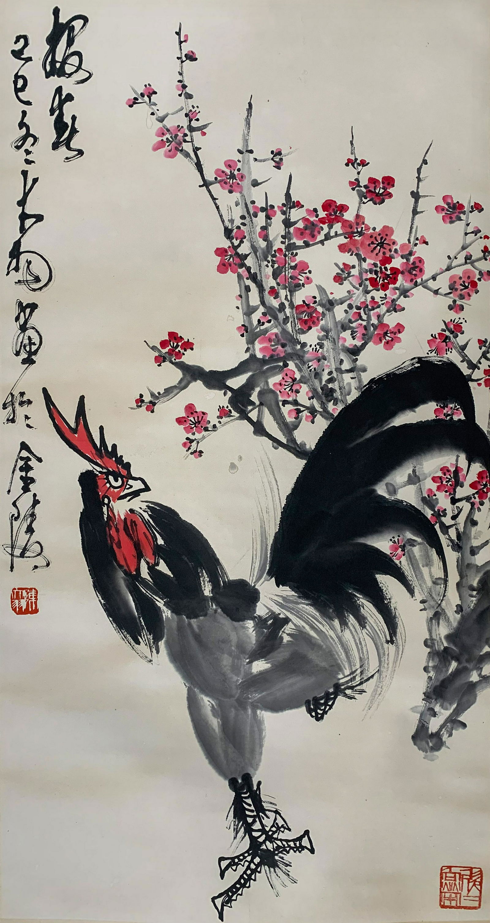 A CHINESE PAINTING OF ROOSTERA