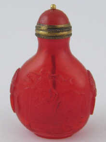 A Chinese Peking glass snuff bottle