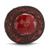 A CHINESE PEWTER BOX WITH PEKI