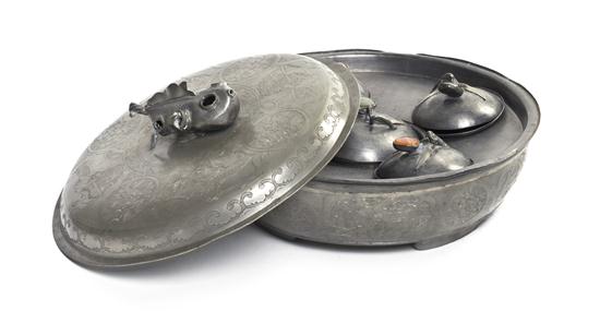 A Chinese Pewter Steamer of