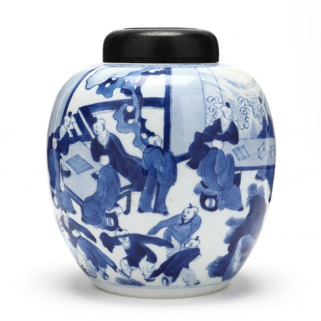 A CHINESE PORCELAIN BLUE AND