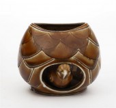 A CHINESE PORCELAIN BROWN GLAZ