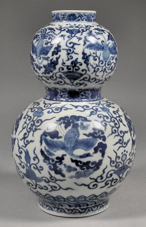 A Chinese porcelain gourd shaped