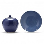 A CHINESE POWDER BLUE GLAZED D