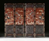 A CHINESE RED LACQUERED FOUR P