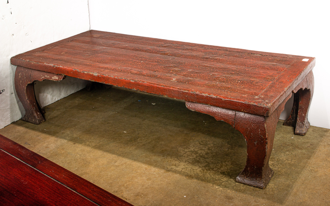 A CHINESE RED LACQUERED KANG