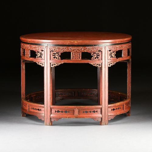 A CHINESE RED LACQUERED WOOD