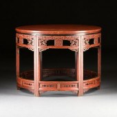 A CHINESE RED LACQUERED WOOD C