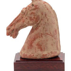 A Chinese Red Pottery Head of a