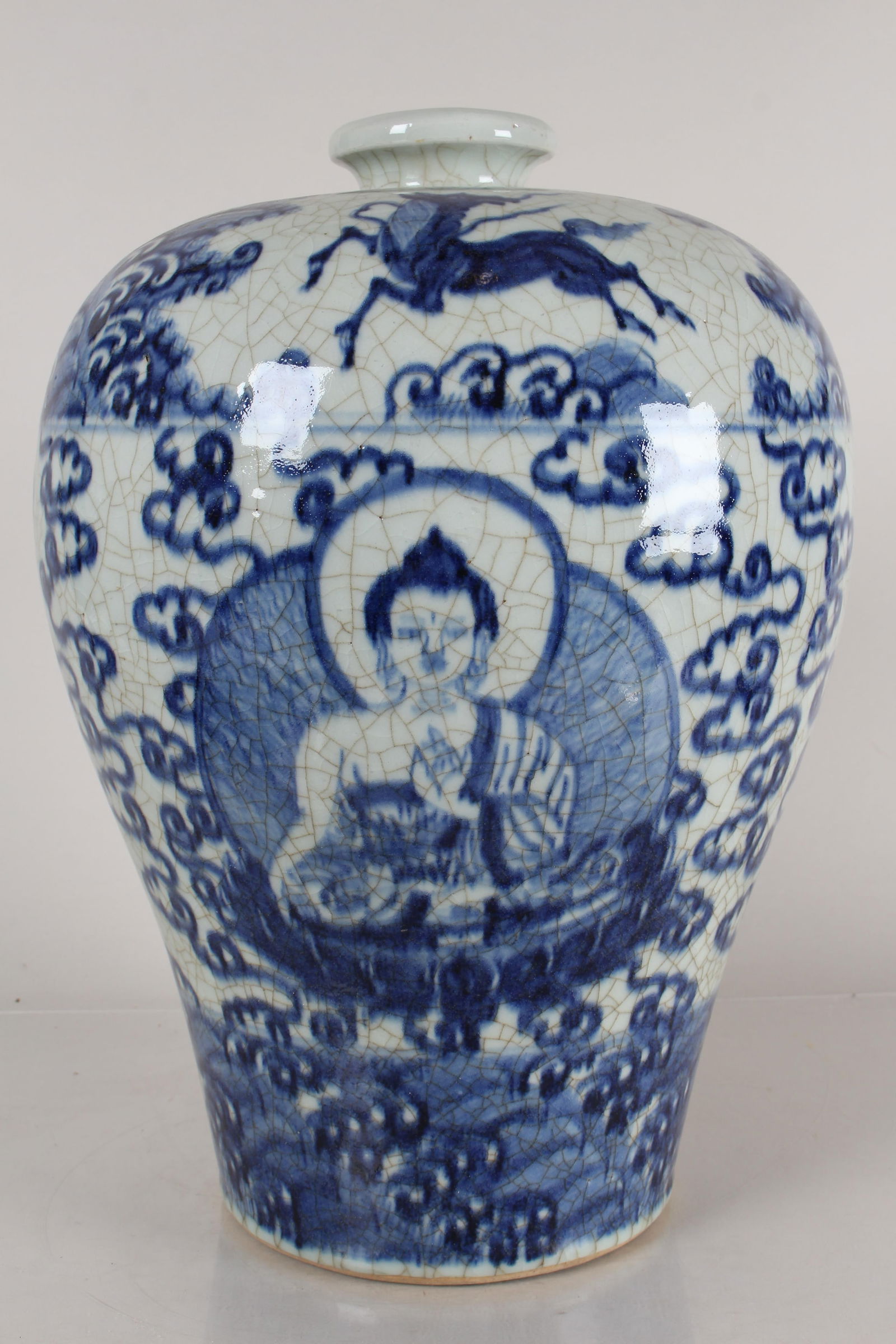 A CHINESE RELIGIOUS BLUE AND