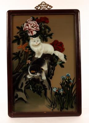 A Chinese reverse glass painting of