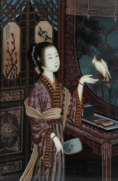 A CHINESE REVERSE PAINTING ON