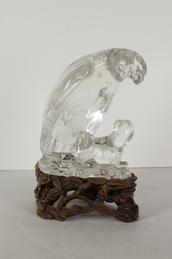 A CHINESE ROCK CRYSTAL CARVING OF A