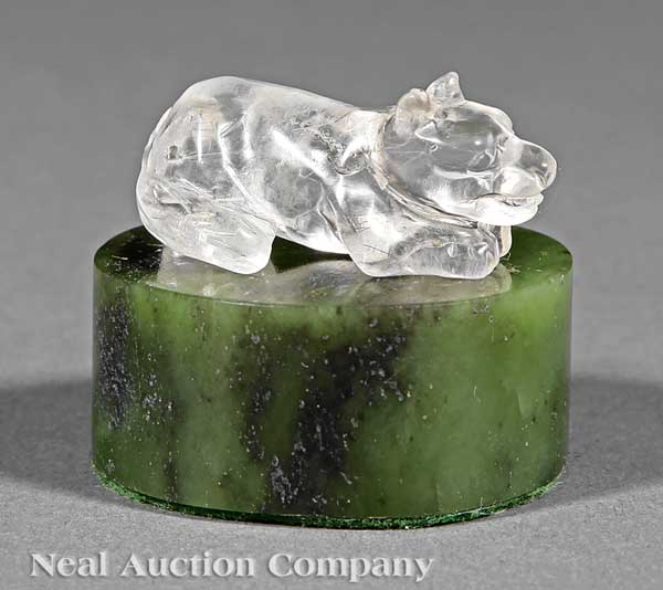 A Chinese Rock Crystal Dog and a