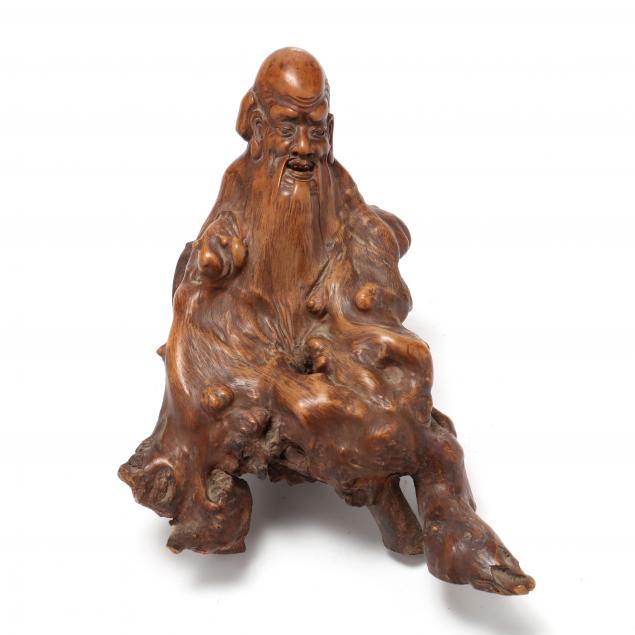 A CHINESE ROOTWOOD LOHAN