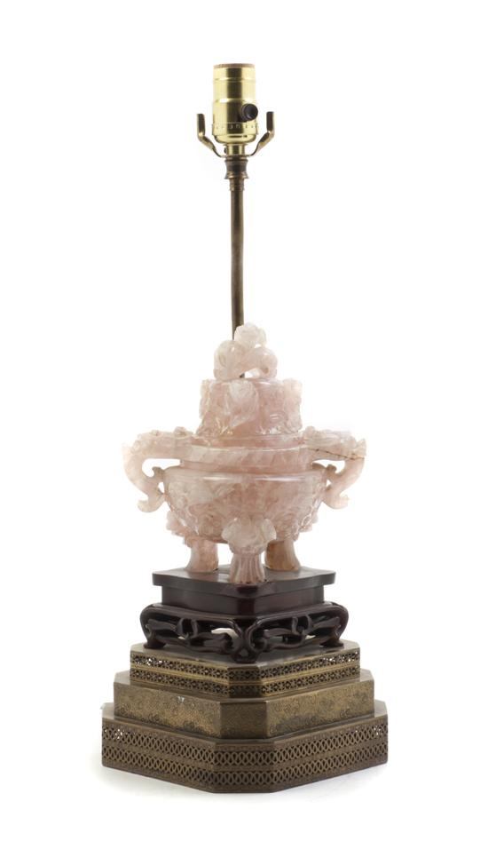 * A Chinese Rose Quartz Censor in