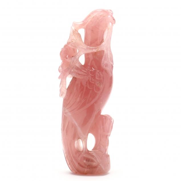 A CHINESE ROSE QUARTZ CARVING OF