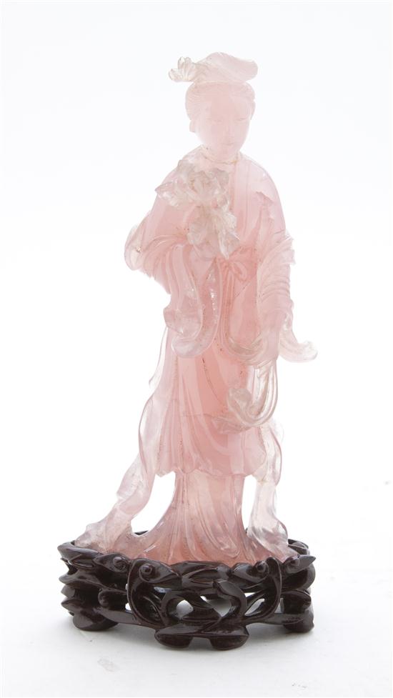 A Chinese Rose Quartz Model of a