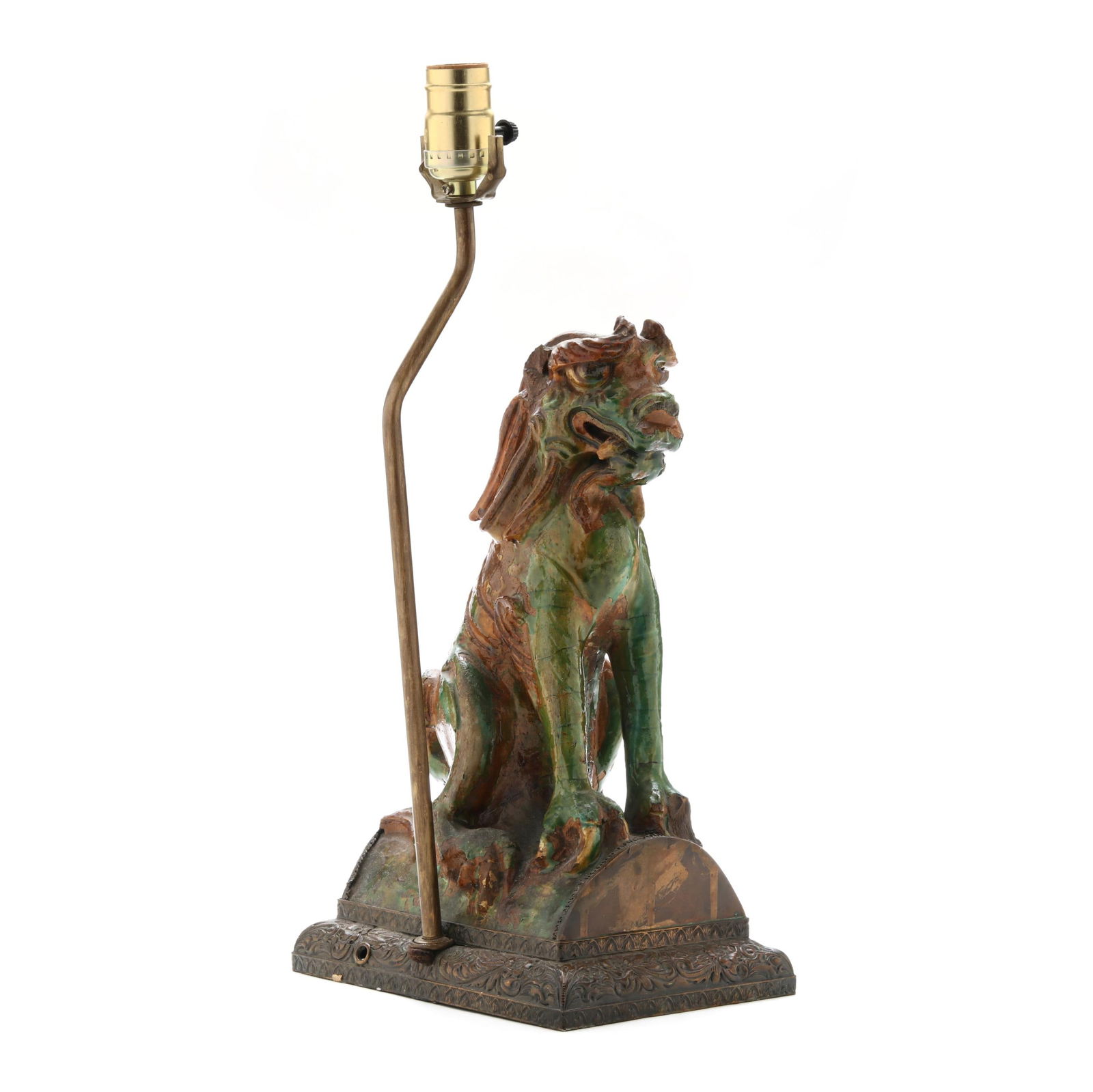 A CHINESE SANCAI GLAZED LION ROOF