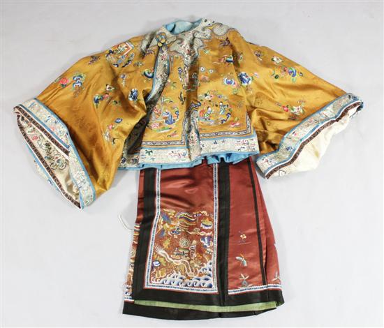 A Chinese satin and embroidered