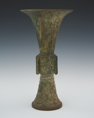 A Chinese Shang Style Bronze Gu