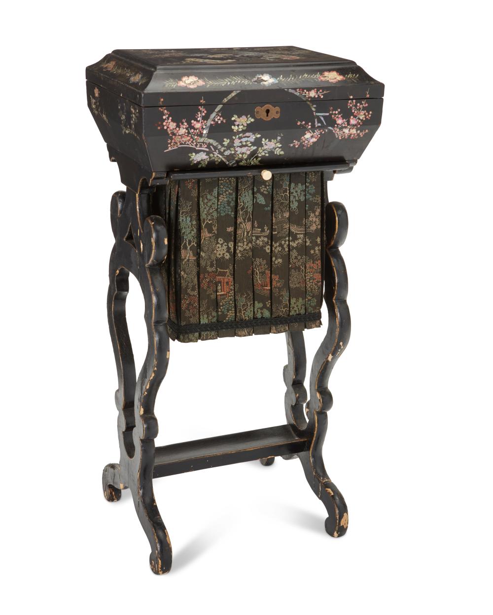 A CHINESE SHELL INLAID LACQUER