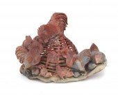 A CHINESE SHOUSHAN CARVED STON