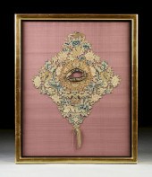 A CHINESE SILK AND GILT COUCHE