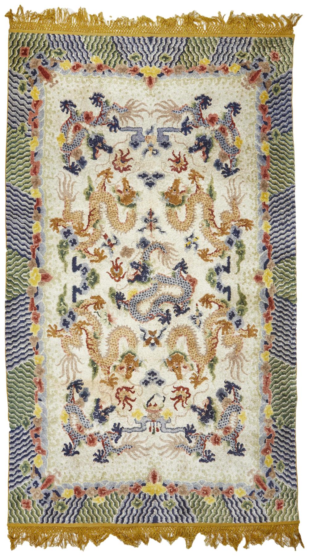 A CHINESE SILK DRAGON RUGA