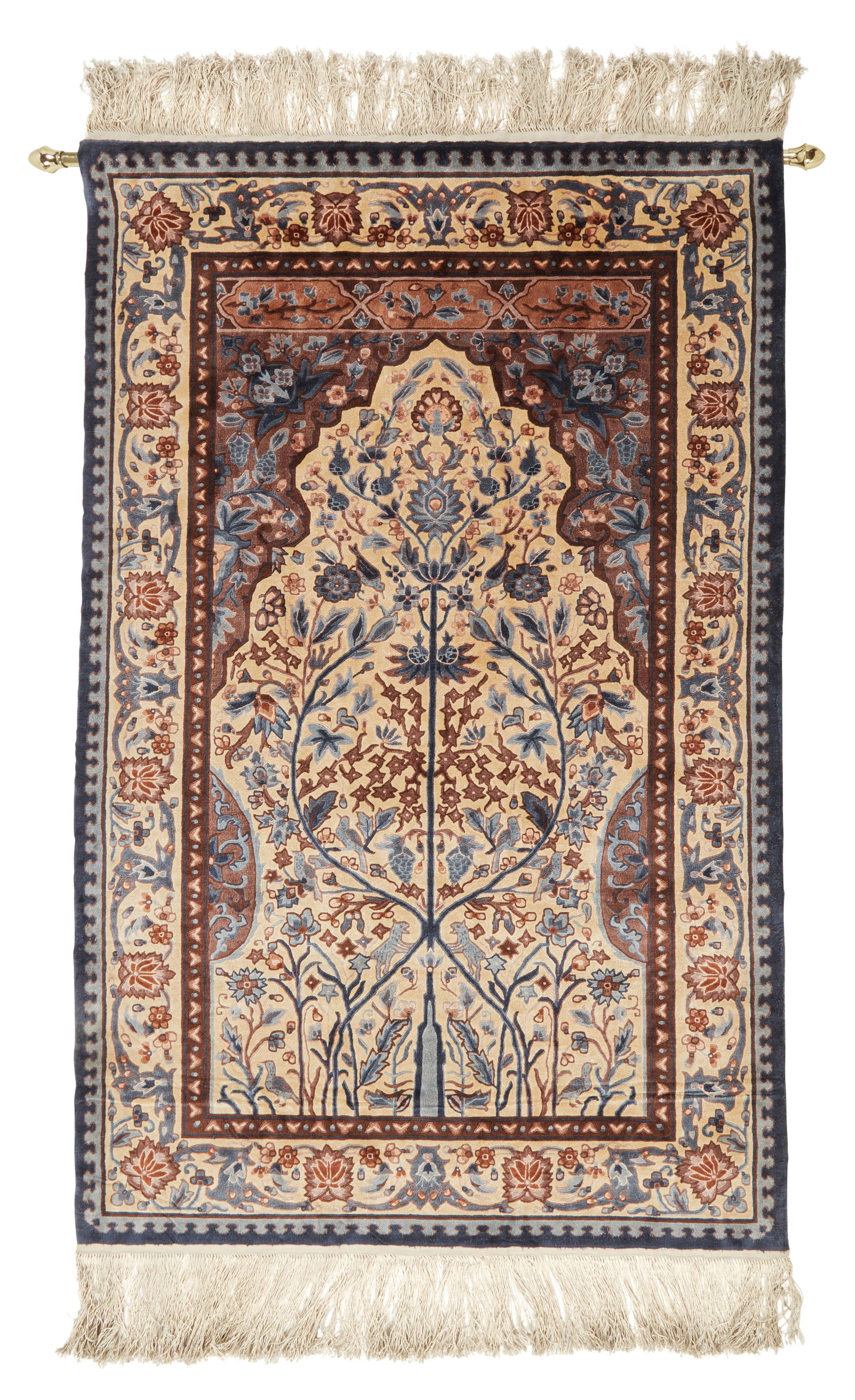 A CHINESE SILK PRAYER RUGA