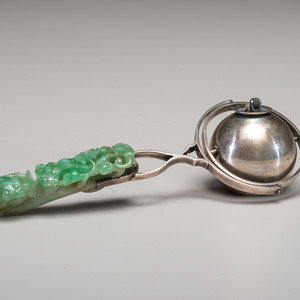 A Chinese Silver and Carved Jade