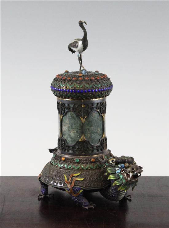 A Chinese silver cloisonne