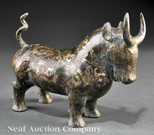 A Chinese Silver Inlaid Bronze