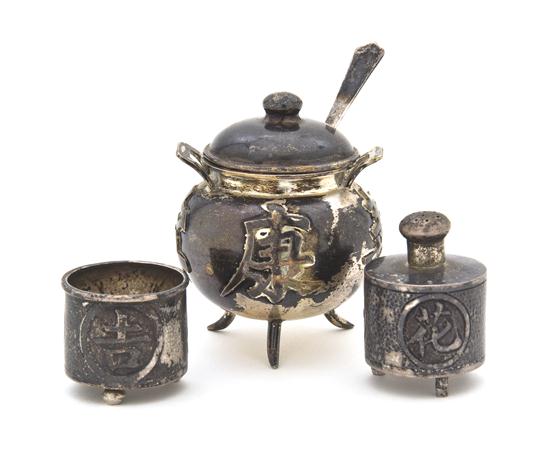 A Chinese Silver Lidded Master Salt