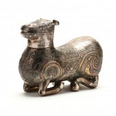 A CHINESE SILVER ZOOMORPHIC BO