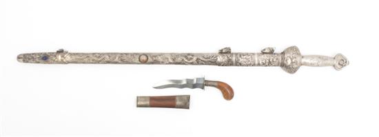 * A Chinese Silvered Metal Sword