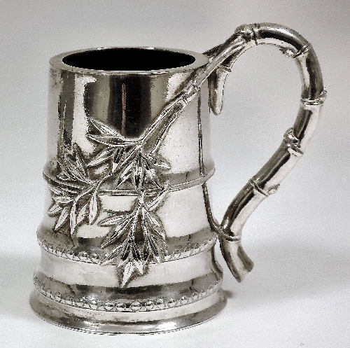 A Chinese silvery metal bamboo