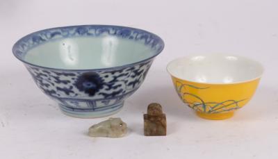 A Chinese soapstone seal, a jadeite