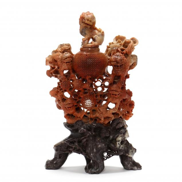 A CHINESE SOAPSTONE VASE 20th