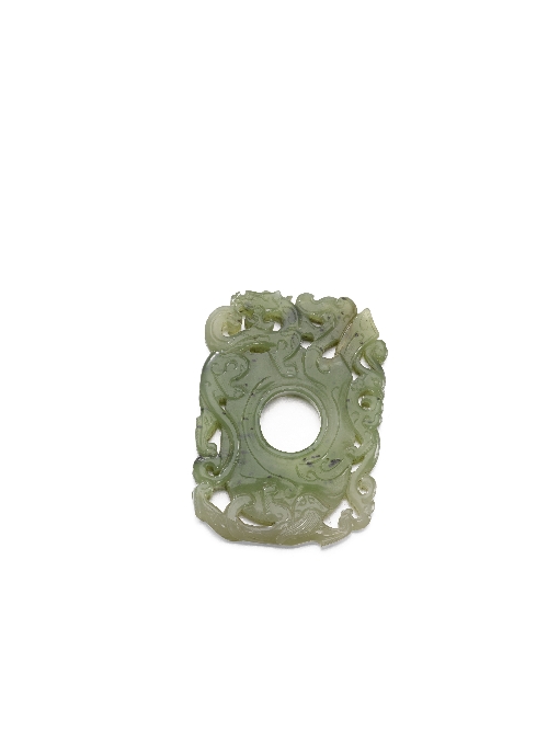 A Chinese spinach jade plaque in