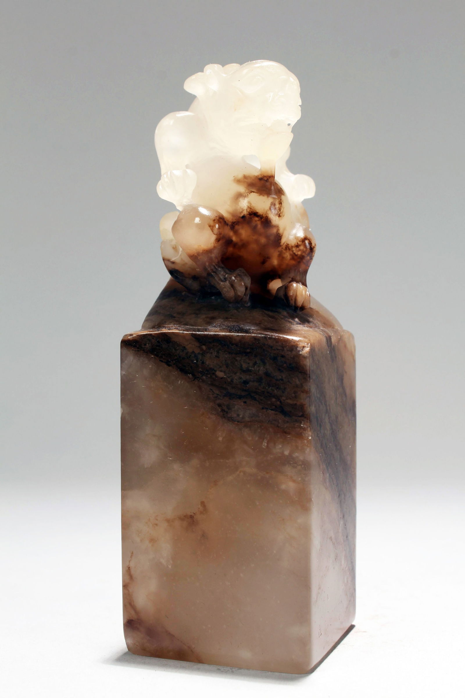 A CHINESE SQUARE-BASED  SOAPSTONE