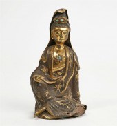 A CHINESE STONE INSET METAL AL