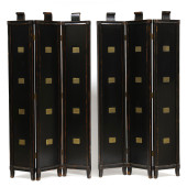 A CHINESE STYLE SIX PANEL FOLD